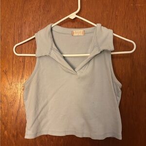 Altar’d State Light Blue cropped sleeveless polo Size M